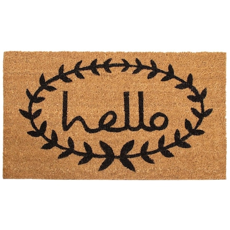 Configuracion 17 x 29 in. Calico Hello Rectangular Doormat Natural & Black CO3360834